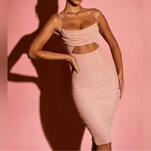 NWT Oh Polly CORSICA Embellished Strap Cut Out Midi Dress Color: Rose Size: 8